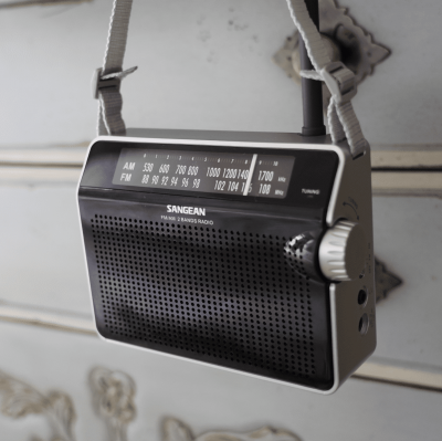 Sangean AM / FM Retro Strap Analog Radio - 14‐PRD6BK