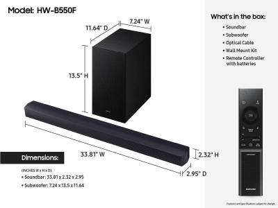 Samsung B-series 2.1 Channel Soundbar with Subwoofer (2025) - HW-B550F/ZC