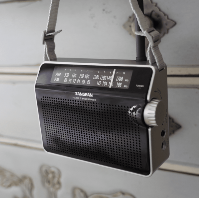 Sangean AM / FM Retro Strap Analog Radio - 14PRD6BK