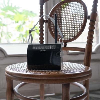 Sangean AM / FM Retro Strap Analog Radio - 14PRD6BK