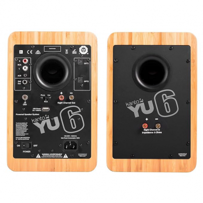 Kanto 2 Way Powered Bookshelf Speaker with Bluetooth and Phono Preamp - YU6BAMBOO
